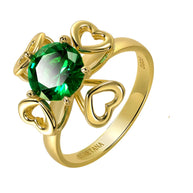 14K gold interchangeable heart duo ring in 925 silver with AAAAA zirconia on white.