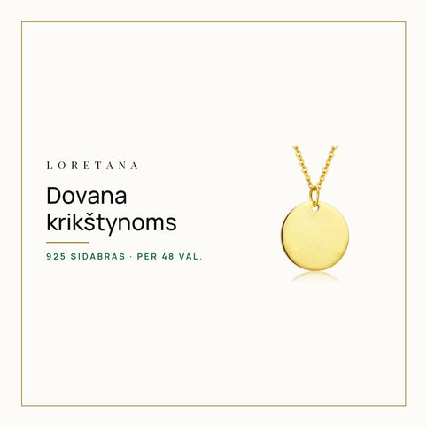 Dovana krikštynoms ir naujagimiui: graviruotas sidabrinis papuošalas · Loretana