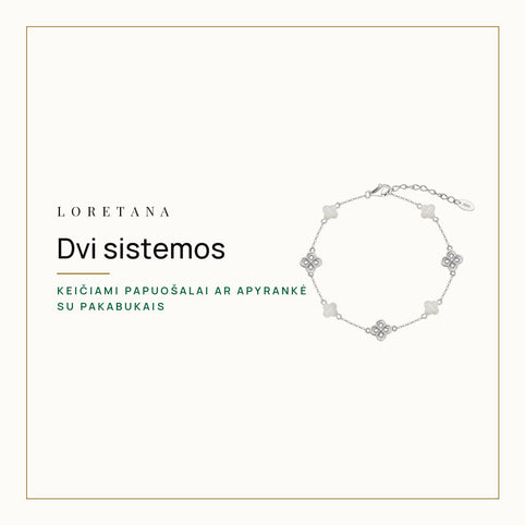 Dvi sistemos — Keičiami papuošalai ar apyrankė su pakabukais · Loretana
