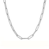 925 sterling silver paperclip chain necklace with a rhodium finish